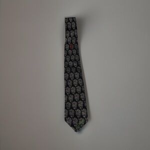 Vintage  Ed Hardy Christian Audigier Silk Tie Red Rhinestone Cobra Pattern Mens